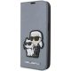 Karl Lagerfeld KLBKP14LSANKCPG Saffiano Karl & Choupette iPhone 14 Pro 6.1" oldalra nyíló tok, ezüst