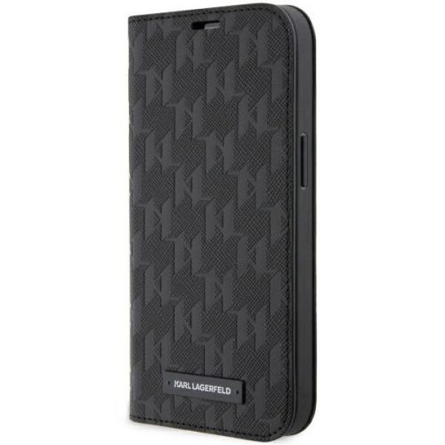 Karl Lagerfeld KLBKP14XSAKLHPK Saffiano Monogram iPhone 14 Pro Max 6.7" oldalra nyíló tok, fekete