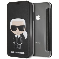   Karl Lagerfeld iPhone Xs Max Ikonik Karl (KLFLBKI65IKPUBK) oldalra nyíló tok, fekete