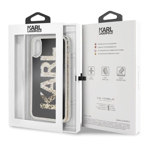 Karl Lagerfeld iPhone Xr Karl Logo Glitter (KLHCI61KAGBK) hátlap, tok, fekete