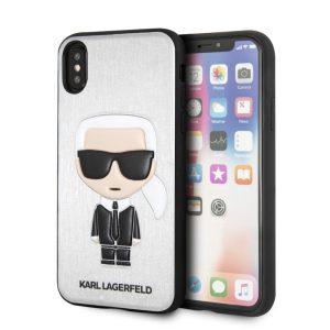 Karl Lagerfeld iPhone Xs Max Ikonik Karl (KLHCI65IKPUSI) hátlap, tok, ezüst