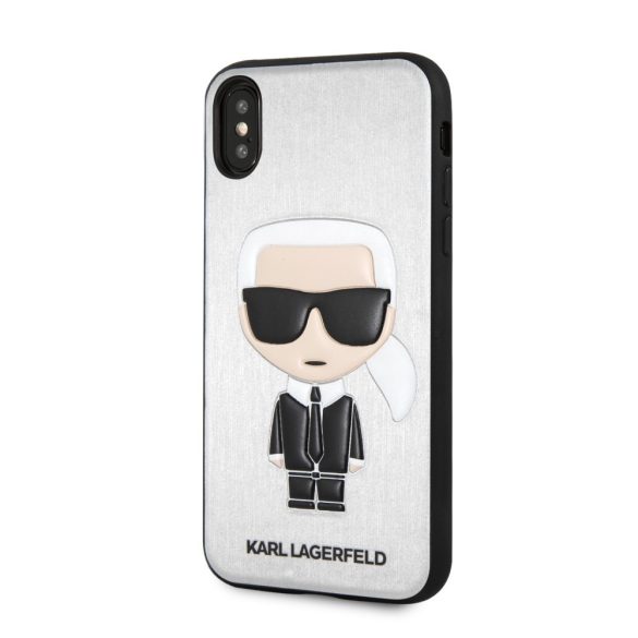 Karl Lagerfeld iPhone Xs Max Ikonik Karl (KLHCI65IKPUSI) hátlap, tok, ezüst