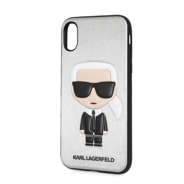 Karl Lagerfeld iPhone Xs Max Ikonik Karl (KLHCI65IKPUSI) hátlap, tok, ezüst