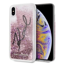   Karl Lagerfeld iPhone Xs Max (6.5) Liquid Stars Glitter (KLHCI65TRKSIGPI) hátlap, tok, rózsaszín