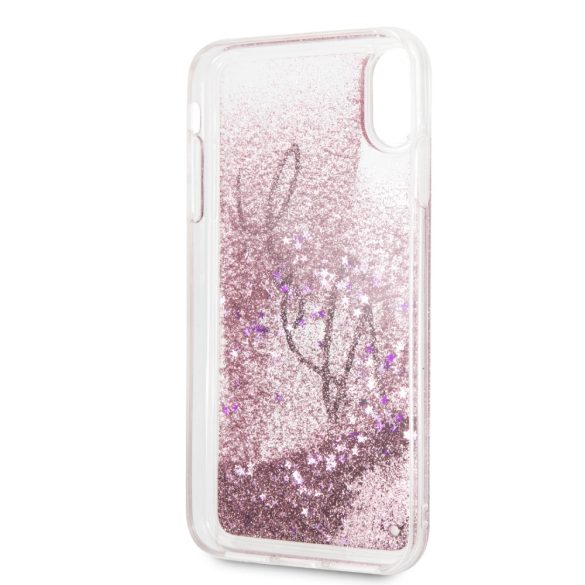 Karl Lagerfeld iPhone Xs Max (6.5) Liquid Stars Glitter (KLHCI65TRKSIGPI) hátlap, tok, rózsaszín