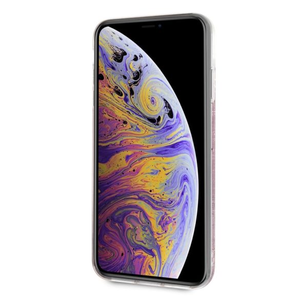 Karl Lagerfeld iPhone Xs Max (6.5) Liquid Stars Glitter (KLHCI65TRKSIGPI) hátlap, tok, rózsaszín