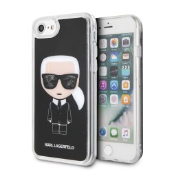   Karl Lagerfeld iPhone 6/7/8 Liquid Glitter Iconic Full Body (KLHCI8ICGBK) hátlap, tok, fekete