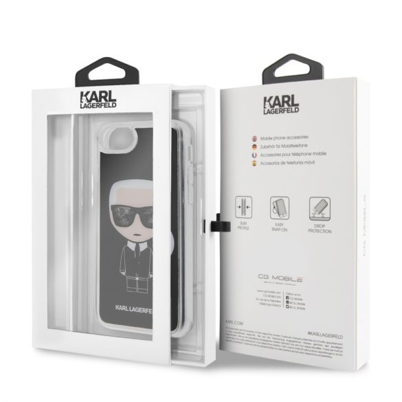 Karl Lagerfeld iPhone 6/7/8 Liquid Glitter Iconic Full Body (KLHCI8ICGBK) hátlap, tok, fekete