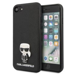   Karl Lagerfeld iPhone 7/8/SE (2020)/SE (2022) Saffiano Ikonik Metal (KLHCI8IKFBMBK) hátlap, tok, fekete