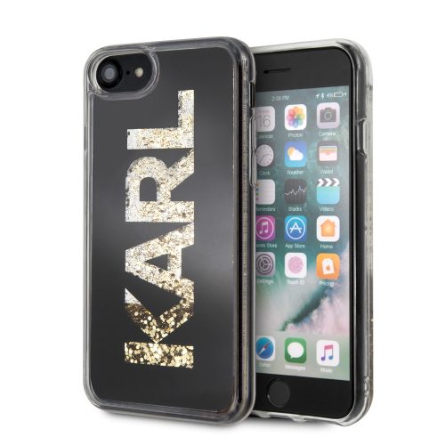 Karl Lagerfeld Karl Logo Glitter iPhone 6/6S/7/8/SE (2020) (KLHCI8KAGBK) hátlap, tok, fekete