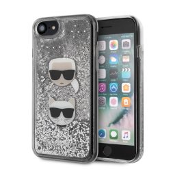   Karl Lagerfeld iPhone 7/8/SE (2020) Karl and Choupette Glitter (KLHCI8KCGLSL) hátlap, tok, ezüst