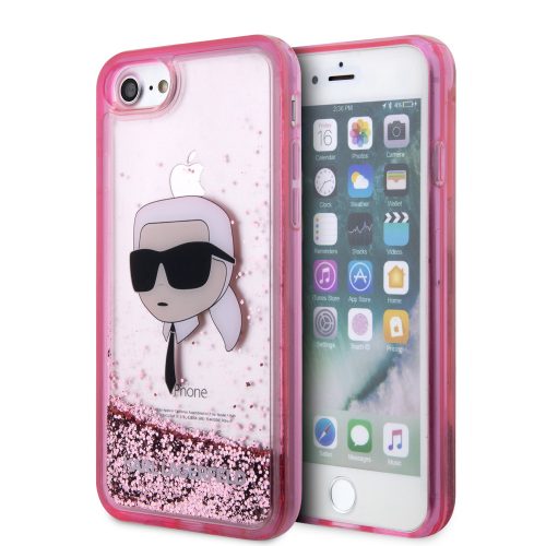 Karl Lagerfeld iPhone 7/8/SE (2020/2022) Glitter Karl Head (KLHCI8LNKHCP) hátlap, tok, rózsaszín