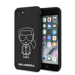   Karl Lagerfeld iPhone 7/8/SE (2020) Iconic Silicone (KLHCI8SILFLWBK) hátlap, tok, fekete