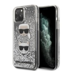   Karl Lagerfeld iPhone 11 Pro Karl and Choupette Glitter (KLHCN58KCGLSL) hátlap, tok, ezüst