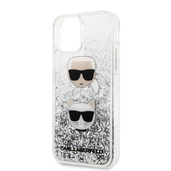 Karl Lagerfeld iPhone 11 Pro Karl and Choupette Glitter (KLHCN58KCGLSL) hátlap, tok, ezüst