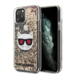   Karl Lagerfeld iPhone 11 Pro Karl and Choupette Glitter (KLHCN58LCGLGO) hátlap, tok, arany