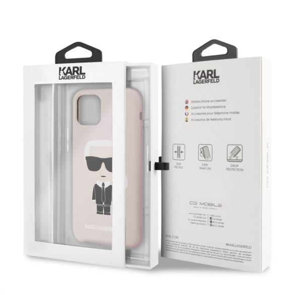 Karl Lagerfeld iPhone 11 Pro Silicone Karl Iconic Full Body (KLHCN58SLFKPI) hátlap, tok, rózsaszín