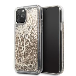   Karl Lagerfeld iPhone 11 Pro Liquid Glitter Signature (KLHCN58TRKSGO) hátlap, tok, arany