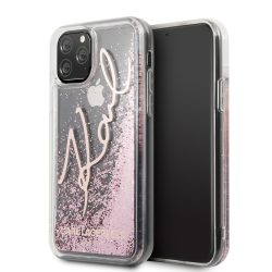   Karl Lagerfeld iPhone 11 Pro Liquid Glitter Signature (KLHCN58TRKSRG) hátlap, tok, rózsaszín