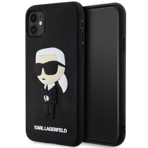 Karl Lagerfeld iPhone 11/Xr Rubber Ikonik 3D (KLHCN613DRKINK) hátlap, tok, fekete