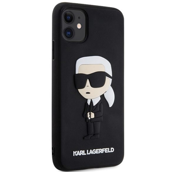 Karl Lagerfeld iPhone 11/Xr Rubber Ikonik 3D (KLHCN613DRKINK) hátlap, tok, fekete