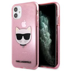   Karl Lagerfeld iPhone 11 Choupette Head Glitter (KLHCN61CHTUGLP) hátlap, tok, rózsaszín