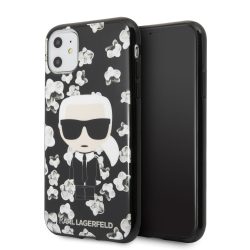   Karl Lagerfeld iPhone 11 Flower Karl Iconic (KLHCN61FLFBBK) hátlap, tok, fekete