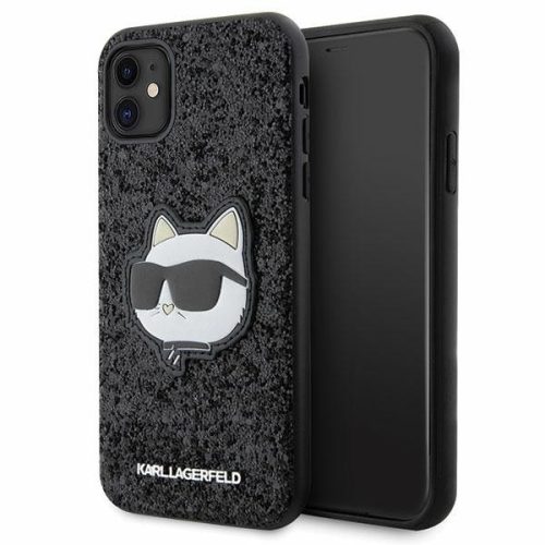 Karl Lagerfeld iPhone 11/XR Glitter Choupette (KLHCN61G2CPK) hátlap, tok, fekete