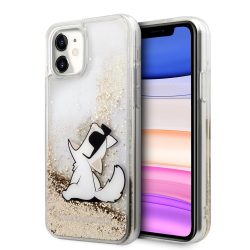   Karl Lagerfeld iPhone 11 Liquid Glitter Choupette Fun (KLHCN61GCFD) hátlap, tok, arany