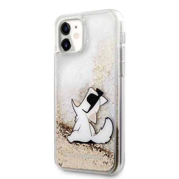 Karl Lagerfeld iPhone 11 Liquid Glitter Choupette Fun (KLHCN61GCFD) hátlap, tok, arany