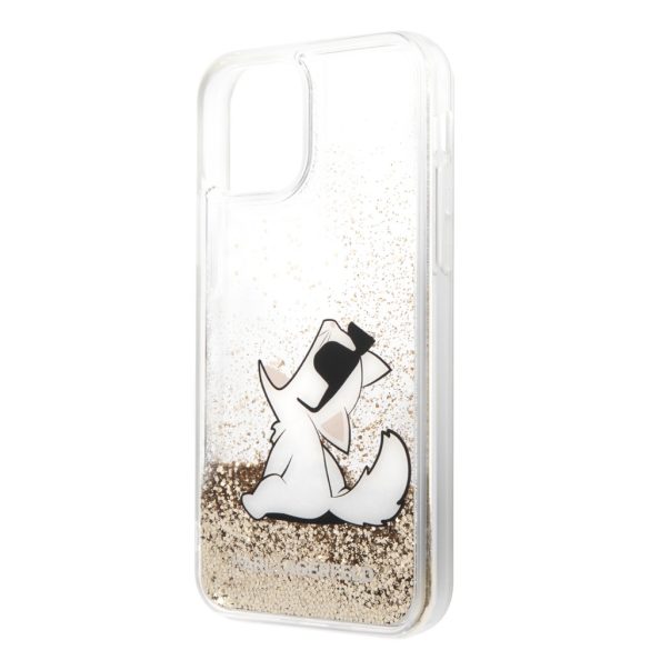 Karl Lagerfeld iPhone 11 Liquid Glitter Choupette Fun (KLHCN61GCFD) hátlap, tok, arany