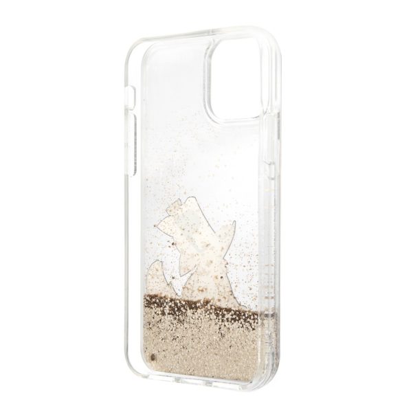 Karl Lagerfeld iPhone 11 Liquid Glitter Choupette Fun (KLHCN61GCFD) hátlap, tok, arany