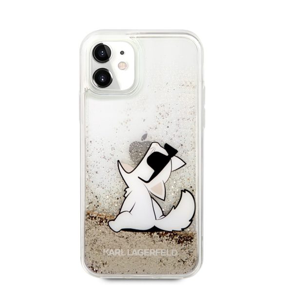 Karl Lagerfeld iPhone 11 Liquid Glitter Choupette Fun (KLHCN61GCFD) hátlap, tok, arany