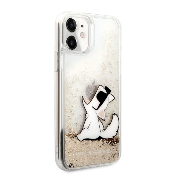 Karl Lagerfeld iPhone 11 Liquid Glitter Choupette Fun (KLHCN61GCFD) hátlap, tok, arany