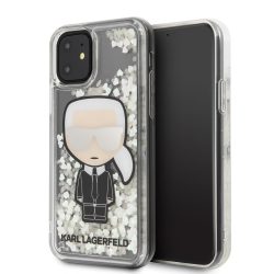   Karl Lagerfeld iPhone 11 Iridescent Iconic Glitter (KLHCN61GLGIRKL) hátlap, tok, ezüst