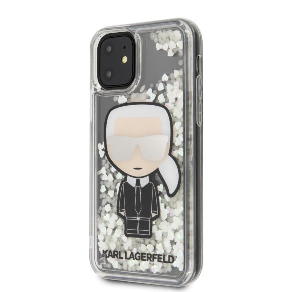 Karl Lagerfeld iPhone 11 Iridescent Iconic Glitter (KLHCN61GLGIRKL) hátlap, tok, ezüst