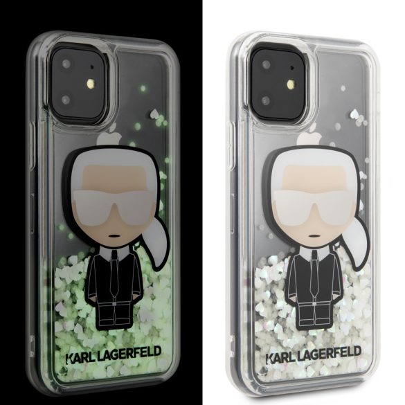 Karl Lagerfeld iPhone 11 Iridescent Iconic Glitter (KLHCN61GLGIRKL) hátlap, tok, ezüst