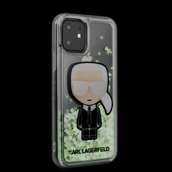 Karl Lagerfeld iPhone 11 Iridescent Iconic Glitter (KLHCN61GLGIRKL) hátlap, tok, ezüst