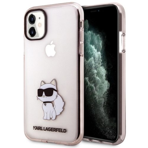 Karl Lagerfeld iPhone 11/XR Ikonik Choupette (KLHCN61HNCHTCP) hátlap, tok, rózsaszín