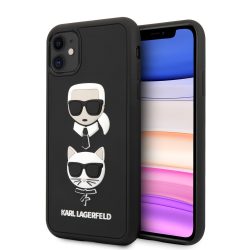   Karl Lagerfeld iPhone 11 3D Rubber Heads (KLHCN61IK3DKC) hátlap, tok, fekete