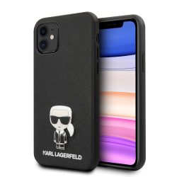   Karl Lagerfeld iPhone 11 Saffiano Iconik (KLHCN61IKFBMBK) hátlap, tok, fekete