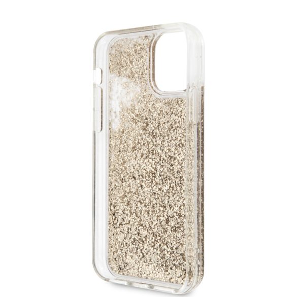 Karl Lagerfeld iPhone 11 Liquid Glitter Karl & Choupette (KLHCN61KCGLGO) hátlap, tok, arany