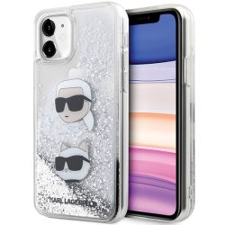   Karl Lagerfeld iPhone 11/Xr Liquid Glitter Karl & Choupette Heads (KLHCN61LDHKCNS) hátlap, tok, ezüst