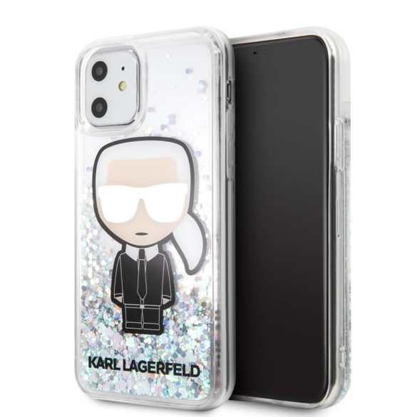 Karl Lagerfeld iPhone 11 Iridescente Iconic Glitter (KLHCN61LGIRKL) hátlap, tok, átlátszó