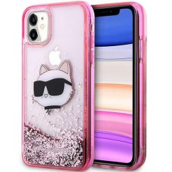   Karl Lagerfeld iPhone 11 Glitter Choupette Head (KLHCN61LNCHCP) hátlap, tok, rózsaszín