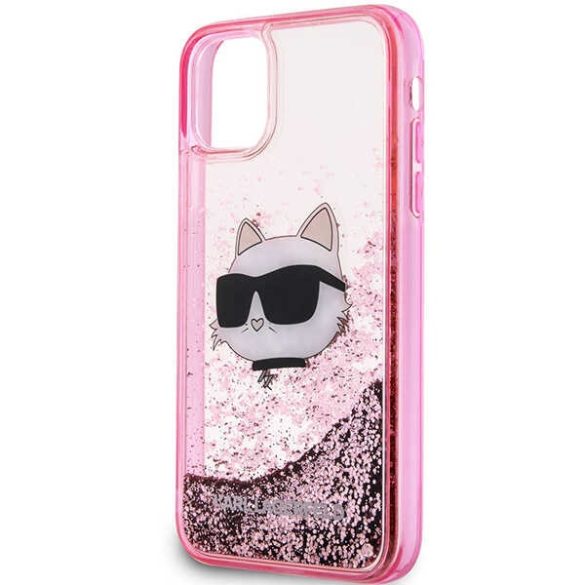 Karl Lagerfeld iPhone 11 Glitter Choupette Head (KLHCN61LNCHCP) hátlap, tok, rózsaszín