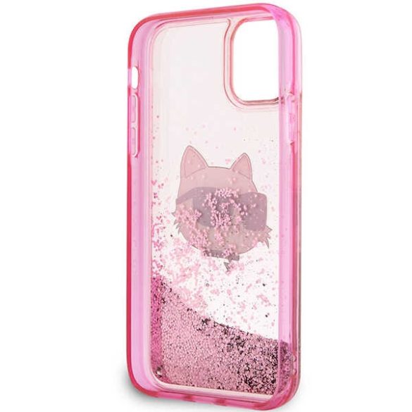 Karl Lagerfeld iPhone 11 Glitter Choupette Head (KLHCN61LNCHCP) hátlap, tok, rózsaszín