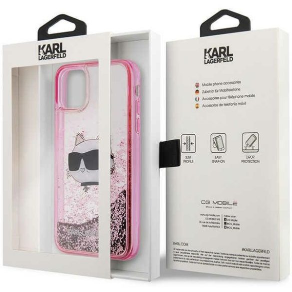 Karl Lagerfeld iPhone 11 Glitter Choupette Head (KLHCN61LNCHCP) hátlap, tok, rózsaszín