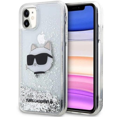 Karl Lagerfeld KLHCN61LNCHCS Glitter Choupette Head iPhone 11/ XR, hátlap, tok, ezüst