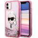 Karl Lagerfeld KLHCN61LNKHCP Glitter Karl Head iPhone 11/ XR, hátlap, tok, rózsaszín rózsaszín